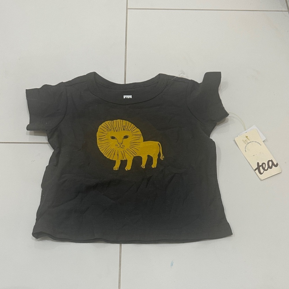 Tea collection Kids dark gray Lion Graphic T-Shirt NWT